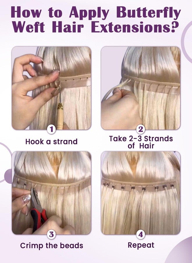 LaaVoo Butterfly Weft Hair Extensions Mocha Brown Butterfly Weft Hair Extensions Remy Human Hair Weft Butterfly Extension Human Hair Hand Tied 18inch 50g - Image 5